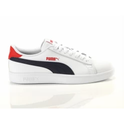 Zapatillas Puma Smash V2 Blanco Marino Rojo Niños